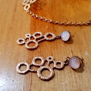 Designer rose gold and moonstone earrings
